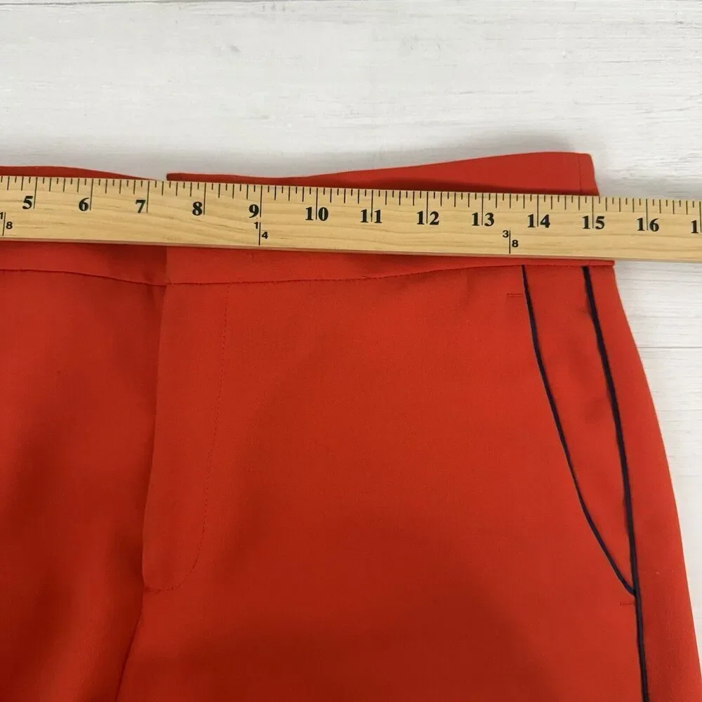 Banana Republic Wide Leg Trouser Pants Women 6 Orange High Rise Split Hem Office
